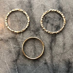 Three hammered sterling silver rings